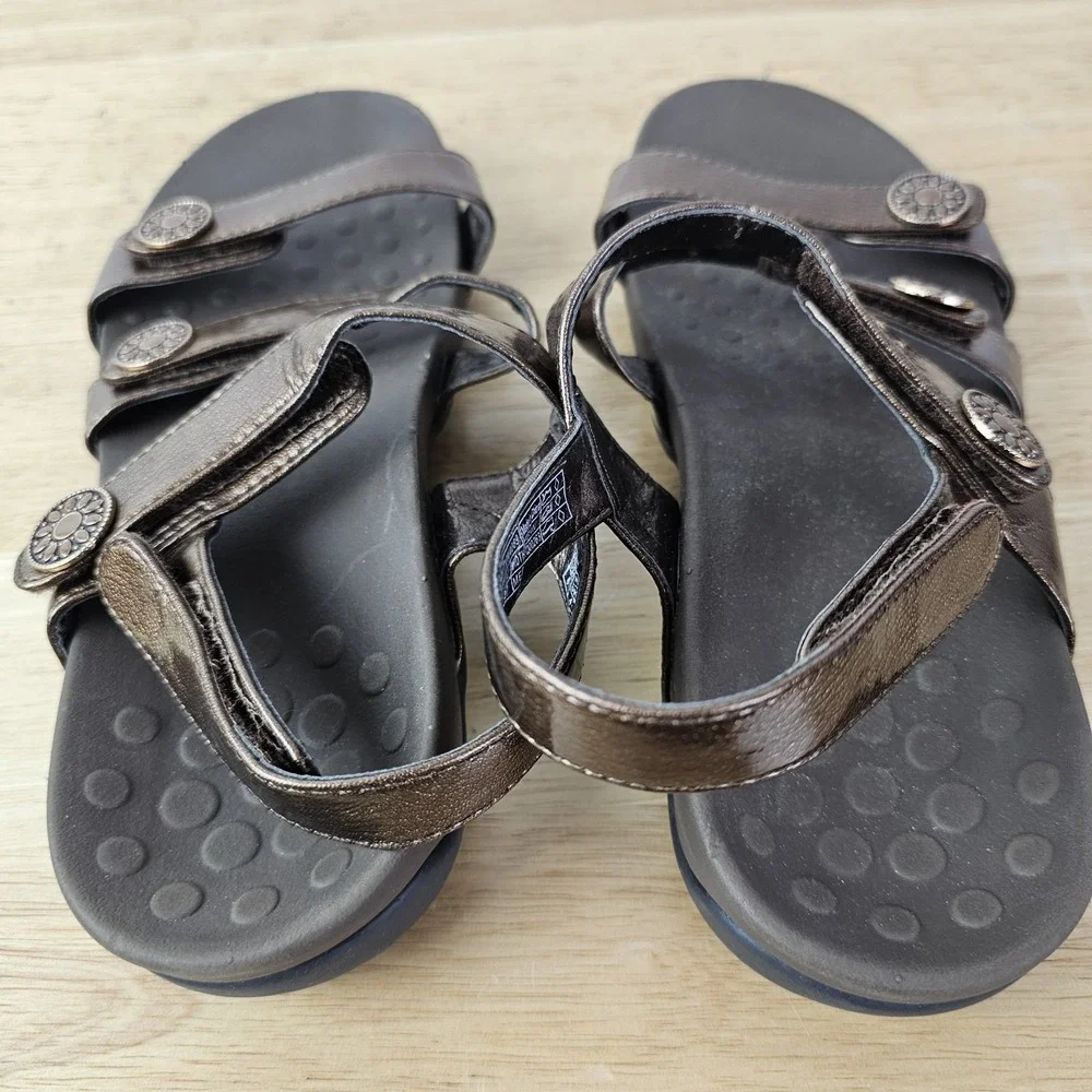 Vionic Cathy Brown Bronze Adjustable Strap‎ Sandals Size 6 Metallic Comfort